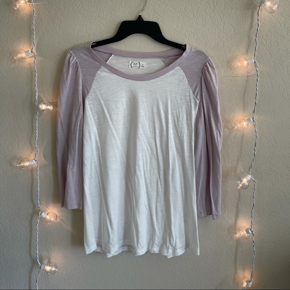 Lavender baseball tee